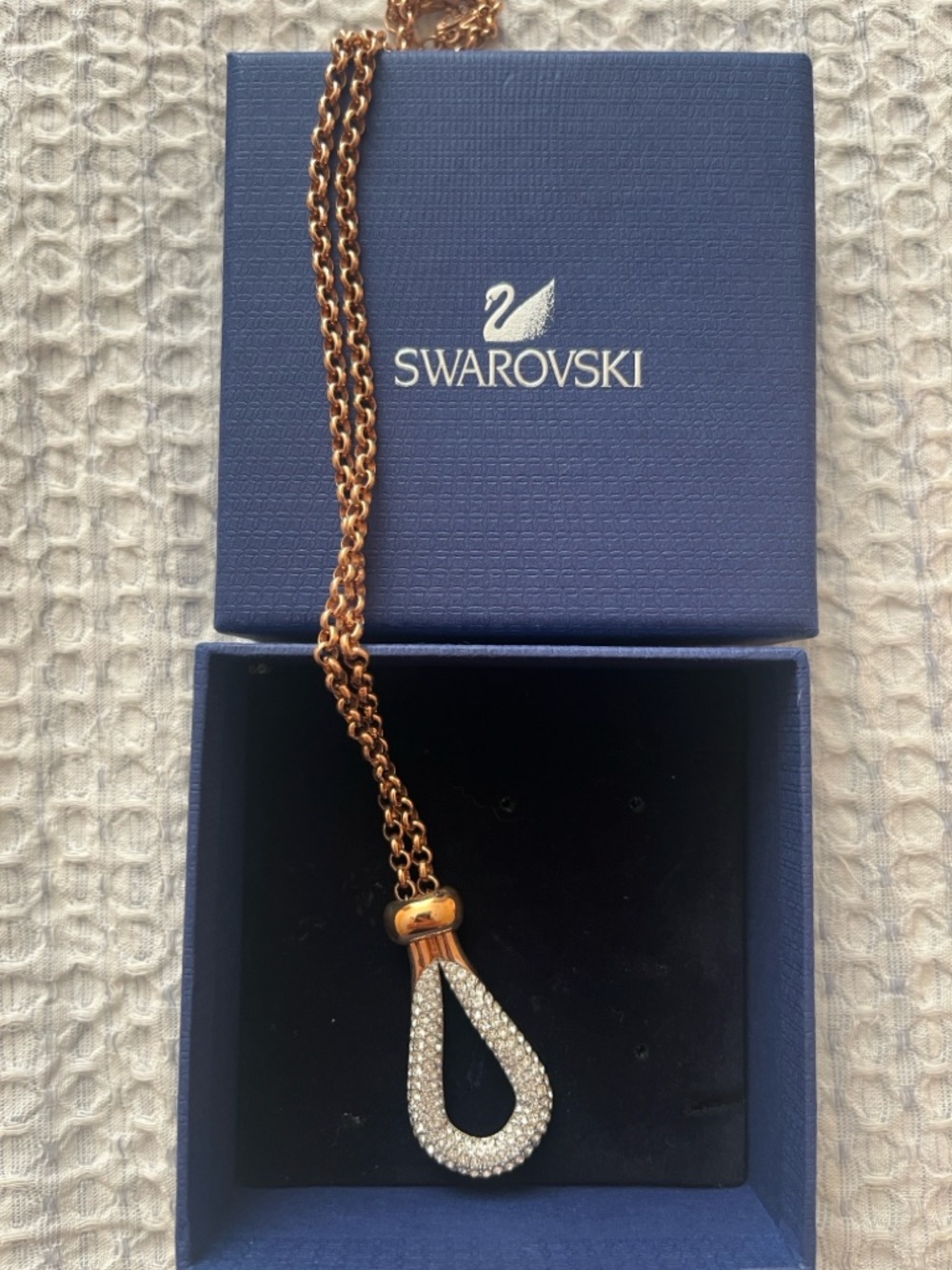 Swarovski Gold Crystal Teardrop Pendant Necklace